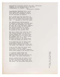 (AMERICANA) Manuscript song composed by Major Johnston for 4th of July, 1807. Two pages.