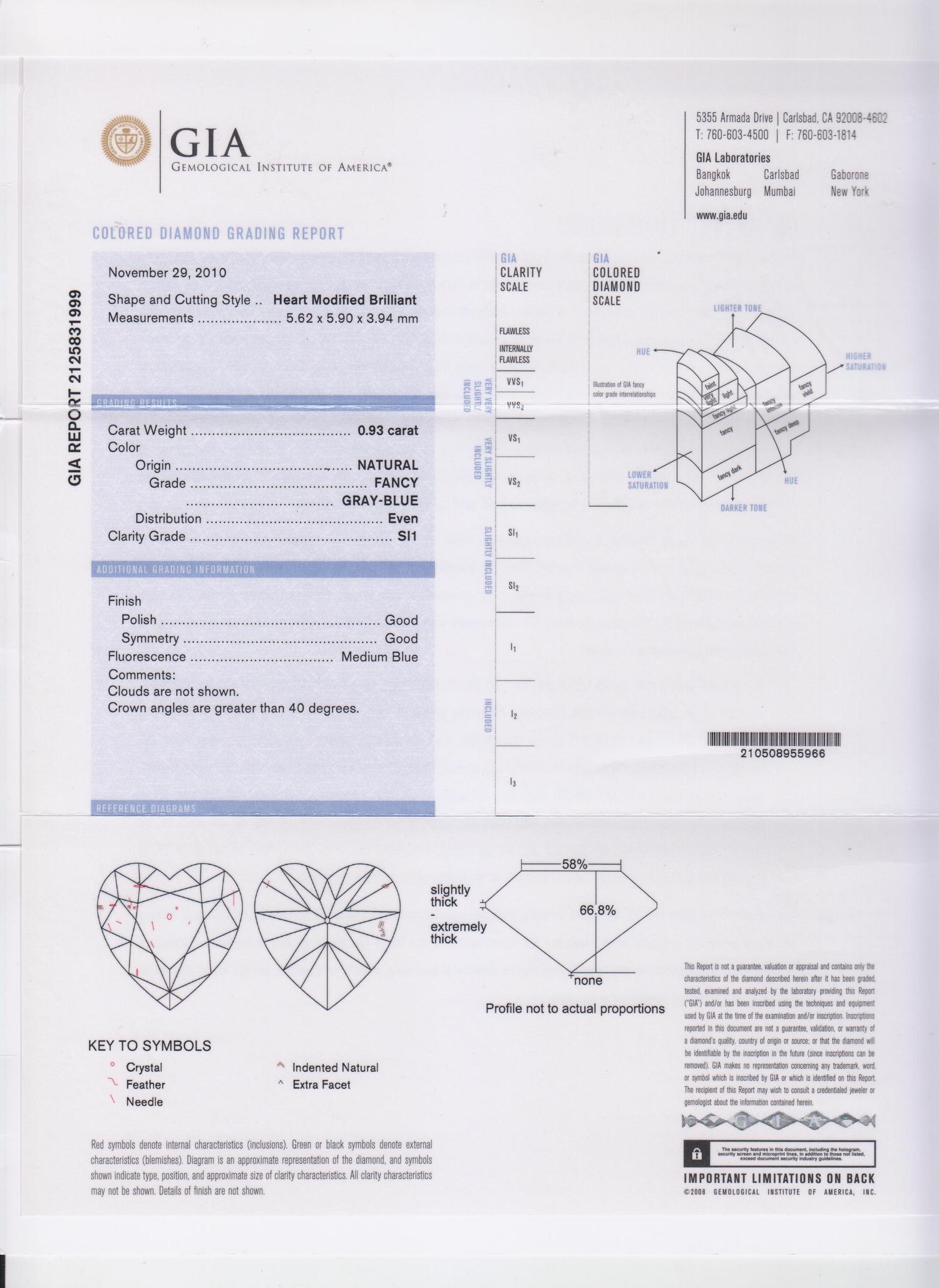 A Platinum, 18 Karat Rose Gold, Fancy Gray-Blue Diamond, Colored Diamond and Diamond Ring, 4.45 dwts.