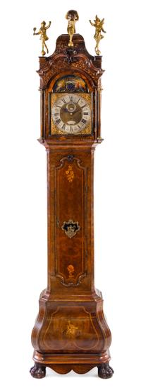 A Dutch Burl Walnut Tall Case Clock Height 115 inches. — MID-18TH CENTURY