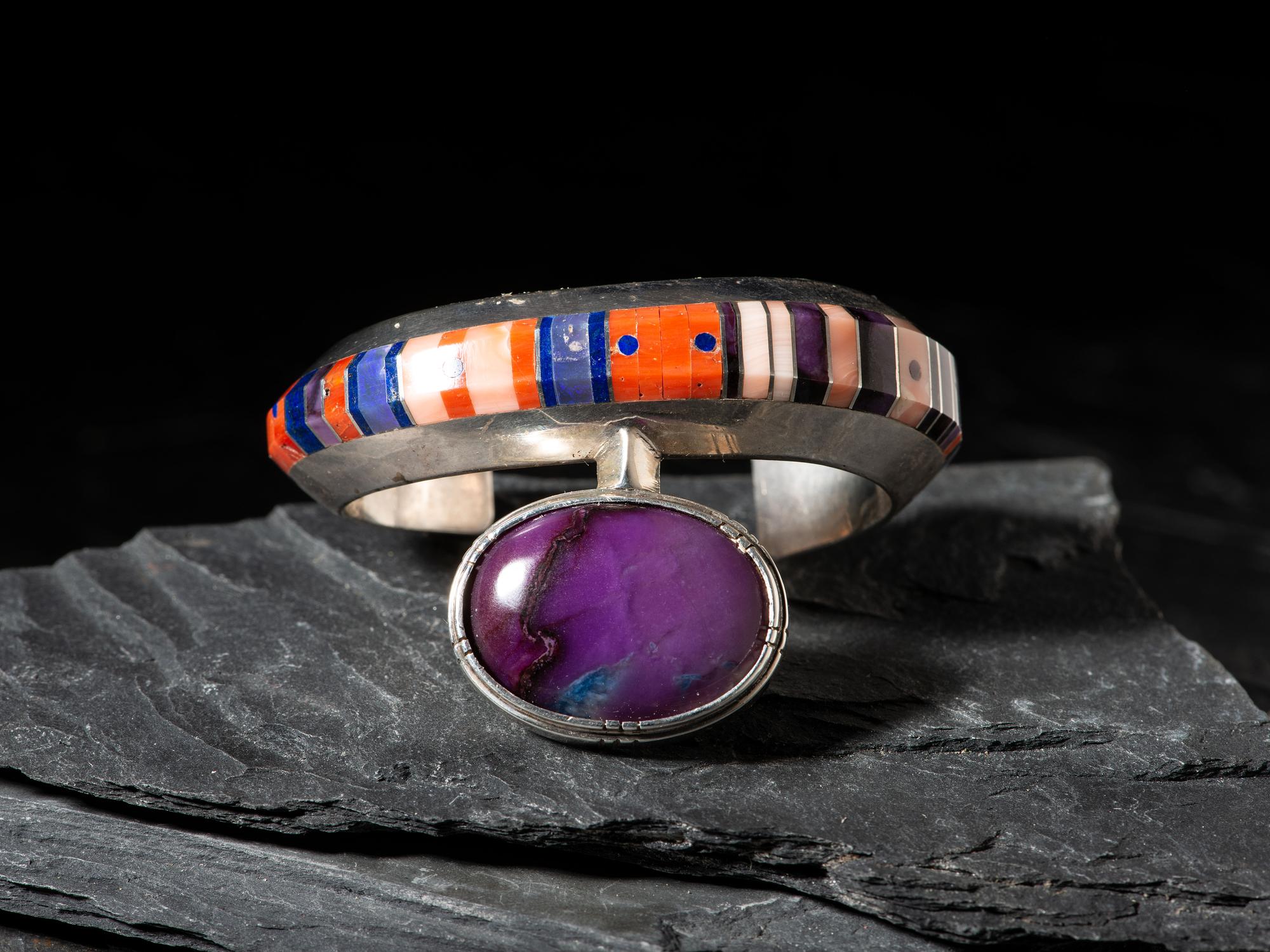 Sterling Silver and Mosaic Inlay Cuff Bracelet