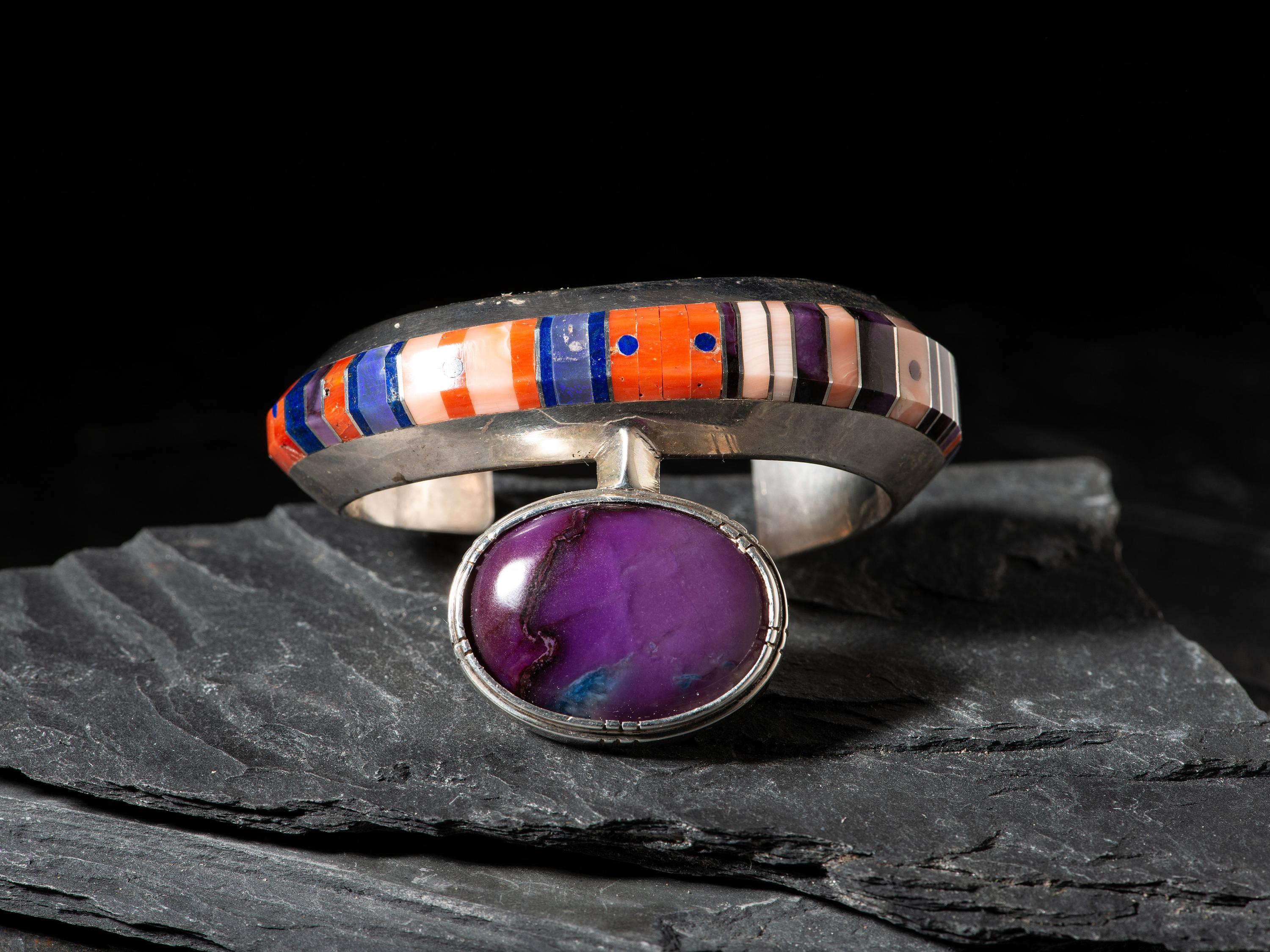 Sterling Silver and Mosaic Inlay Cuff Bracelet