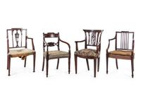 Four English Open Armchairs