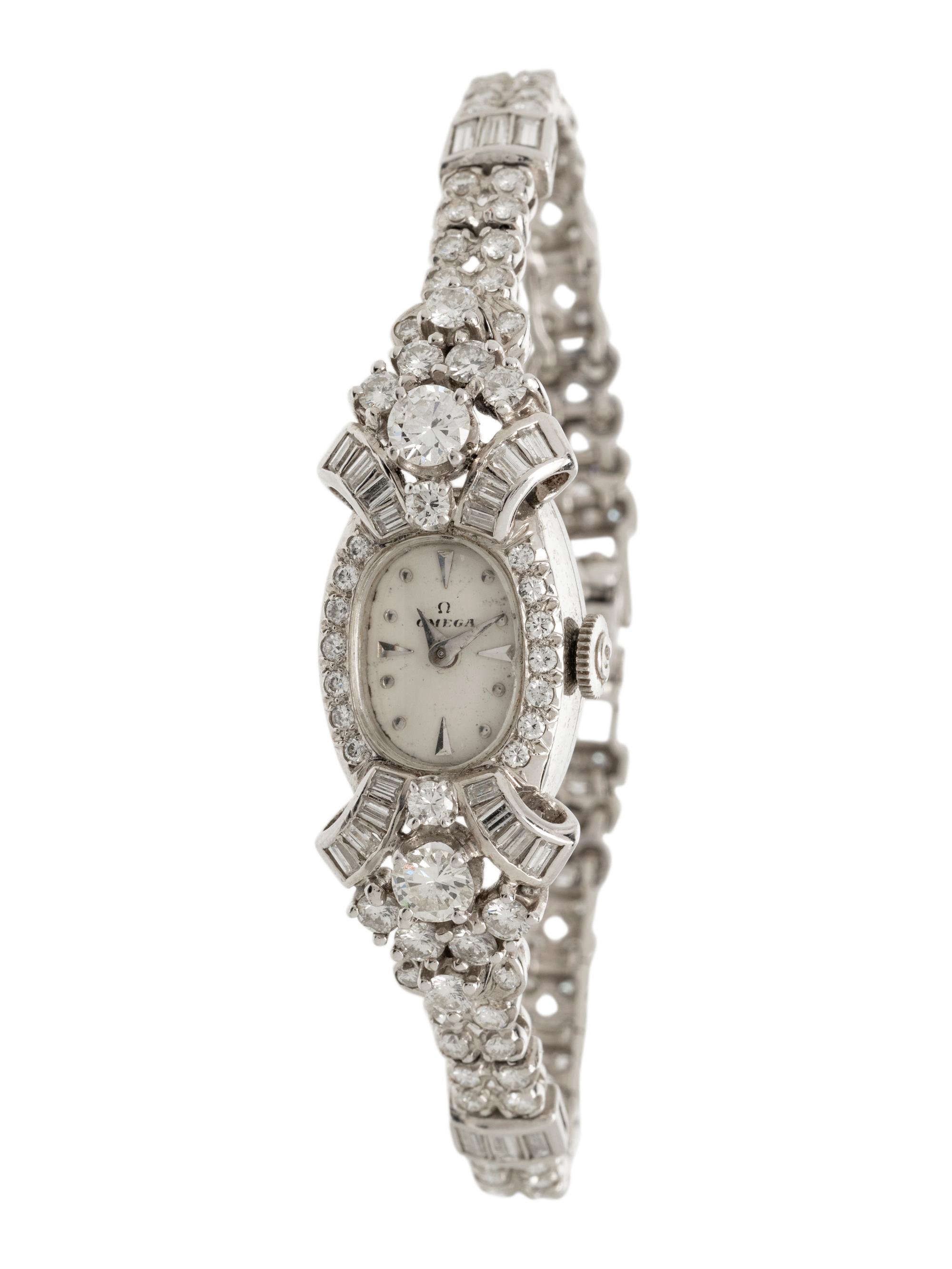 OMEGA, PLATINUM AND DIAMOND WATCH