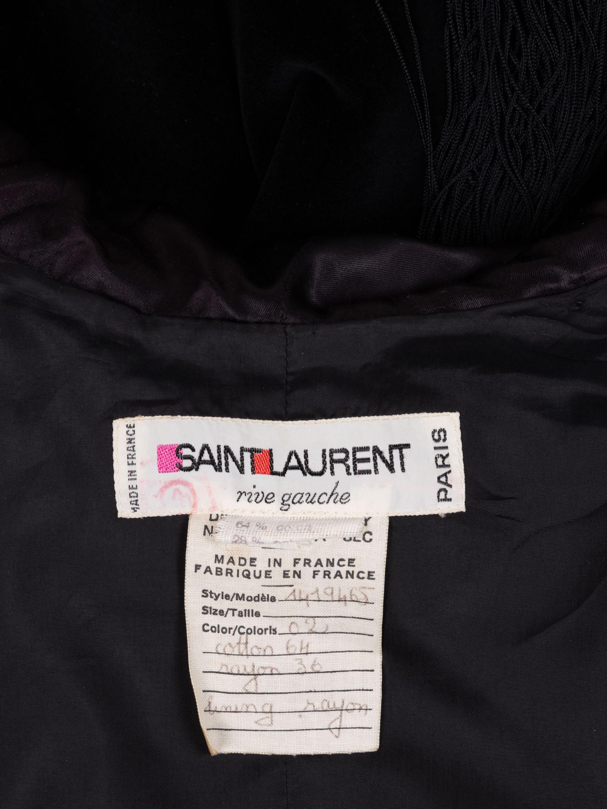 Saint Laurent Rive Gauche Hooded Velvet Cape, 1970s