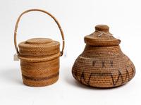 Two Native American Woven Baskets Height of first 11 inches.