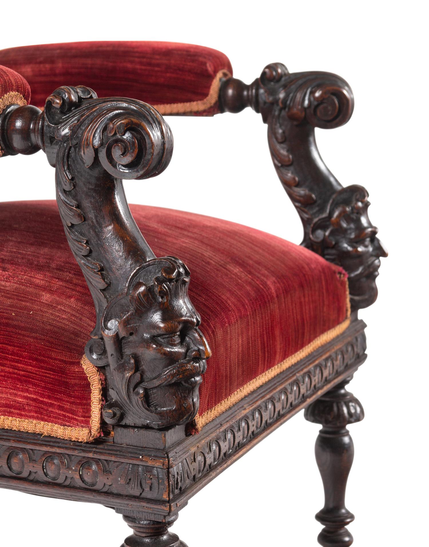 A Set of Ten Renaissance Revival Oak Dining Chairs