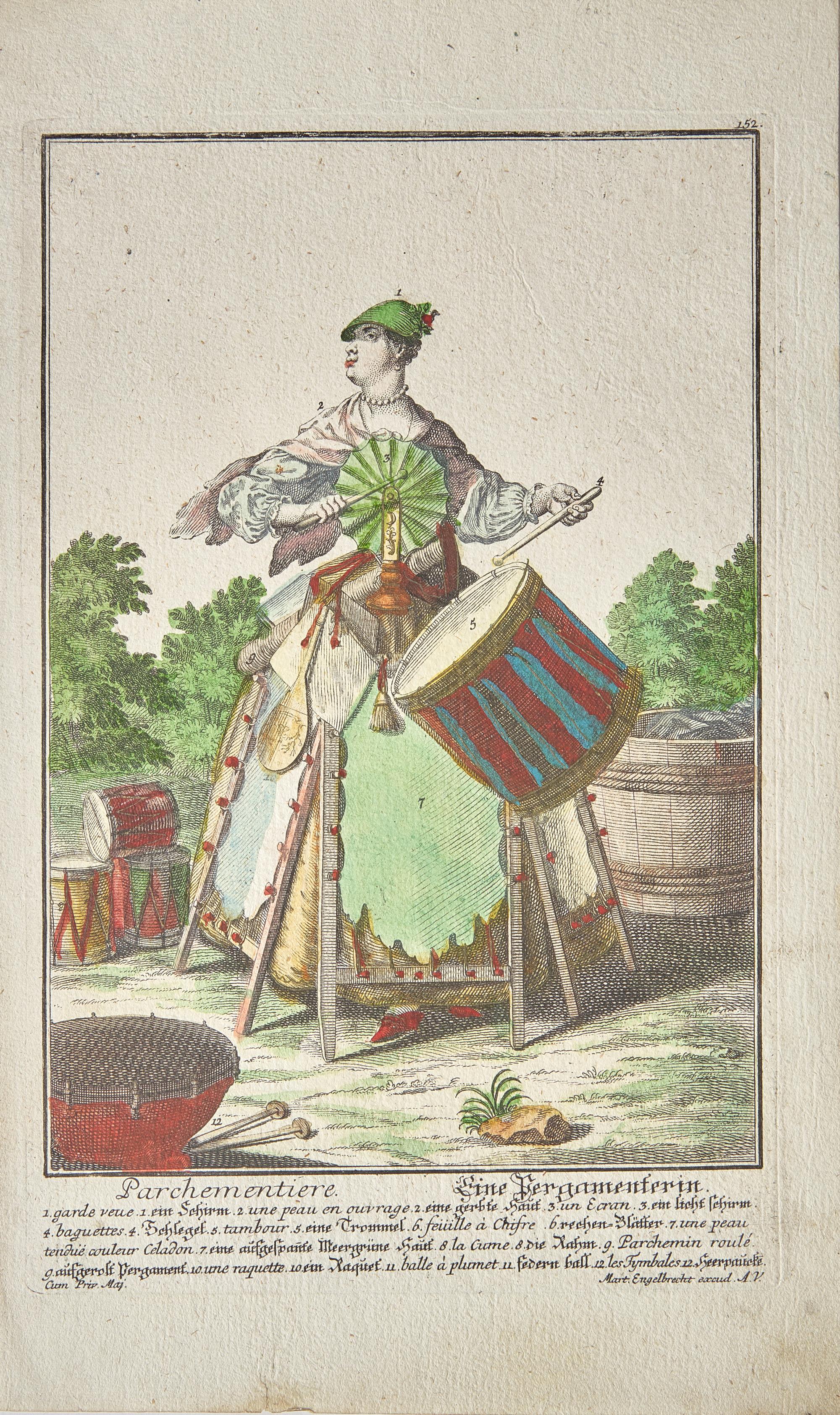 [Plate Books] Engelbrecht, Martin. Group of 12 Engravings from "Assemblage Nouveau des Manouvries Habilles..."