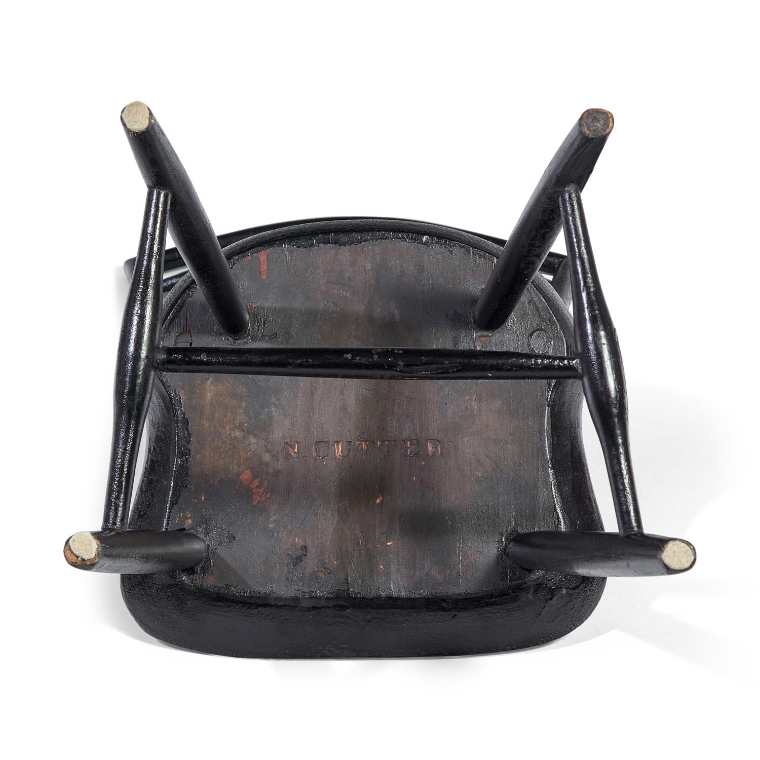 A Black-Painted Child's Birdcage Windsor Chair