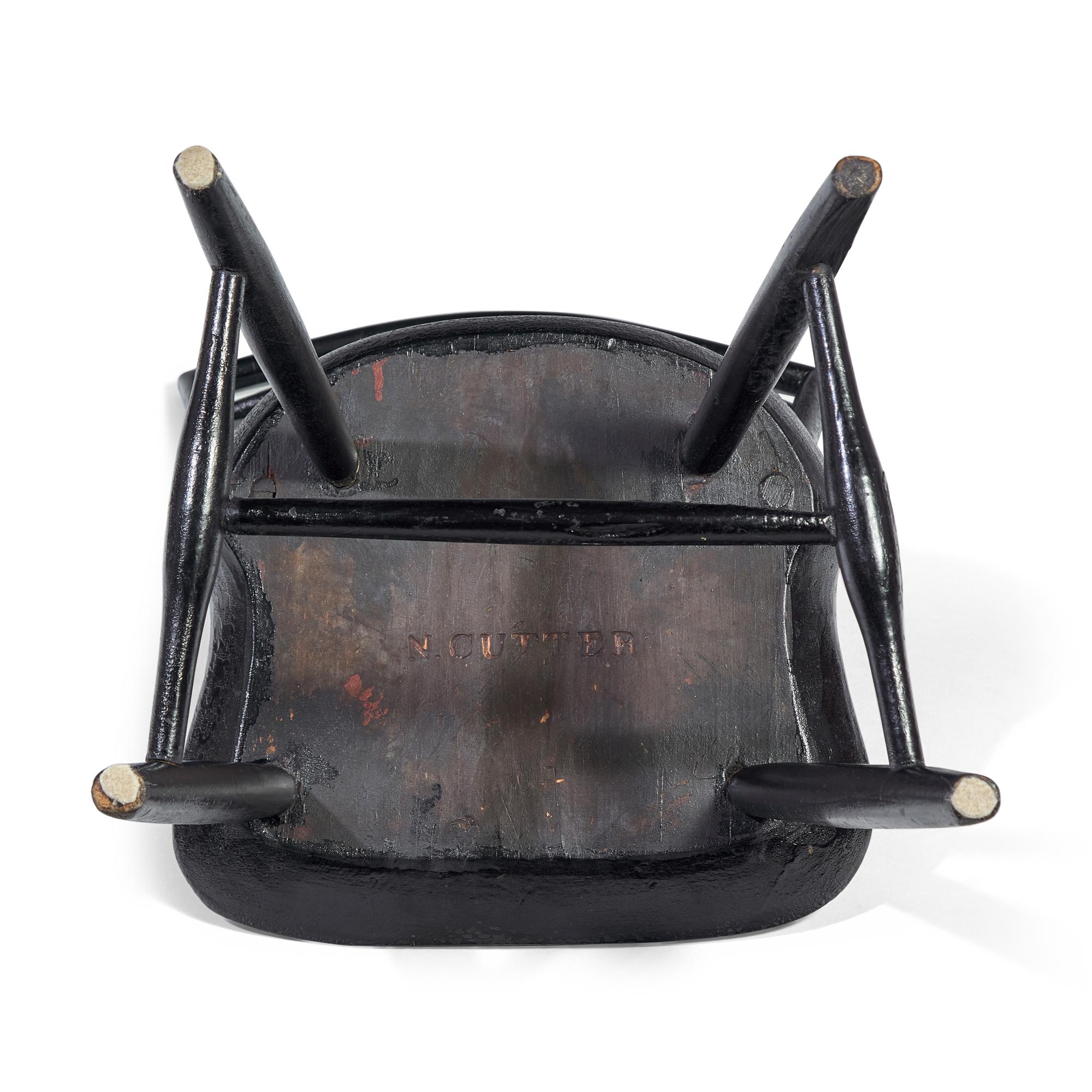A Black-Painted Child's Birdcage Windsor Chair