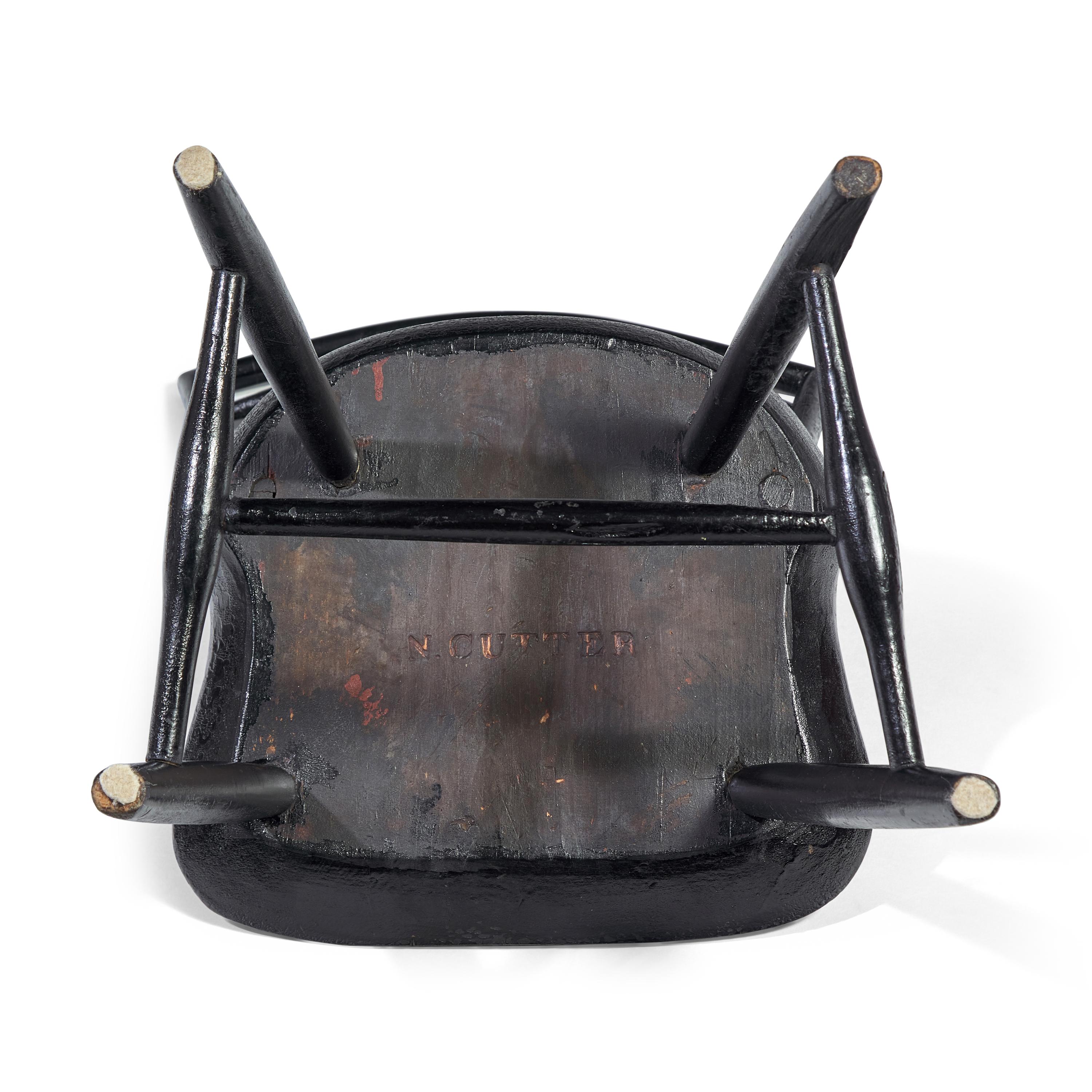 A Black-Painted Child's Birdcage Windsor Chair