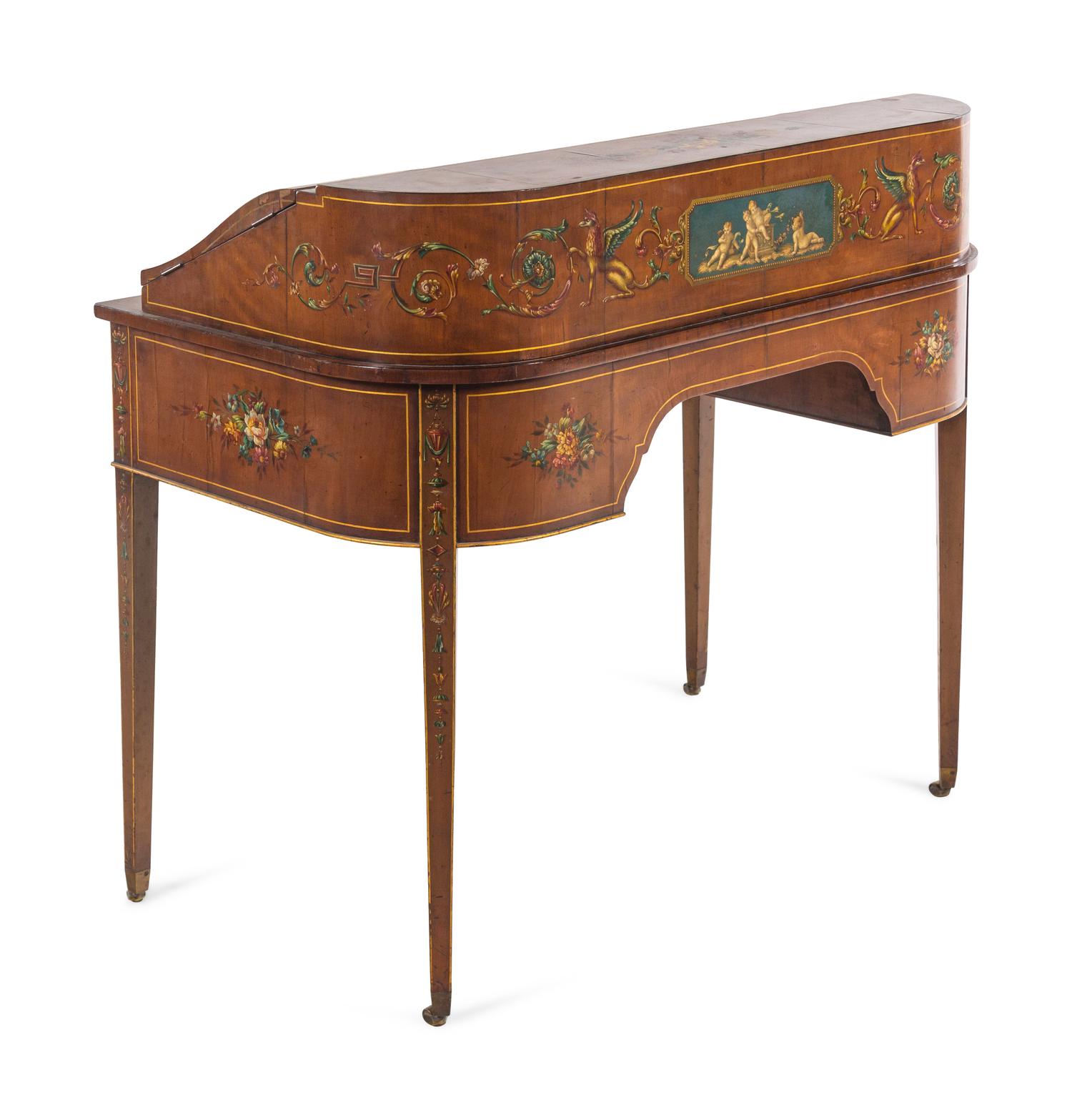 An Edwardian Painted Mahogany Carlton House Desk