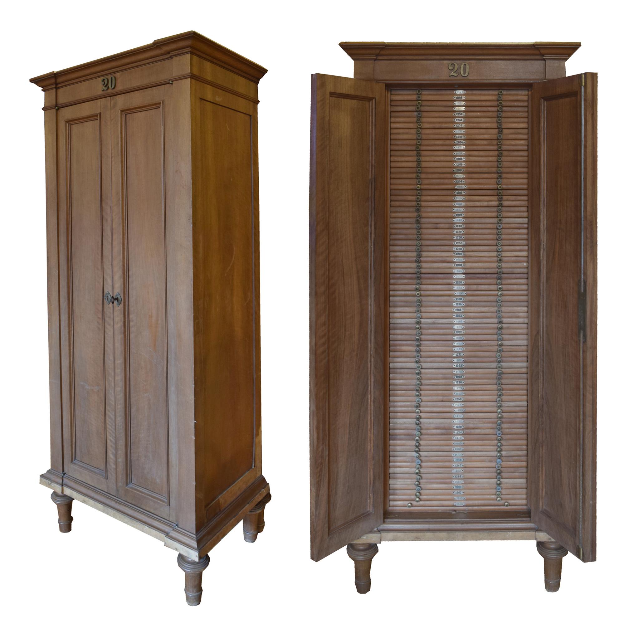 A Pair of Italian Walnut Specimen Cabinets 31" W x 19.5" D x 74.25" H — Italy, 19th Century