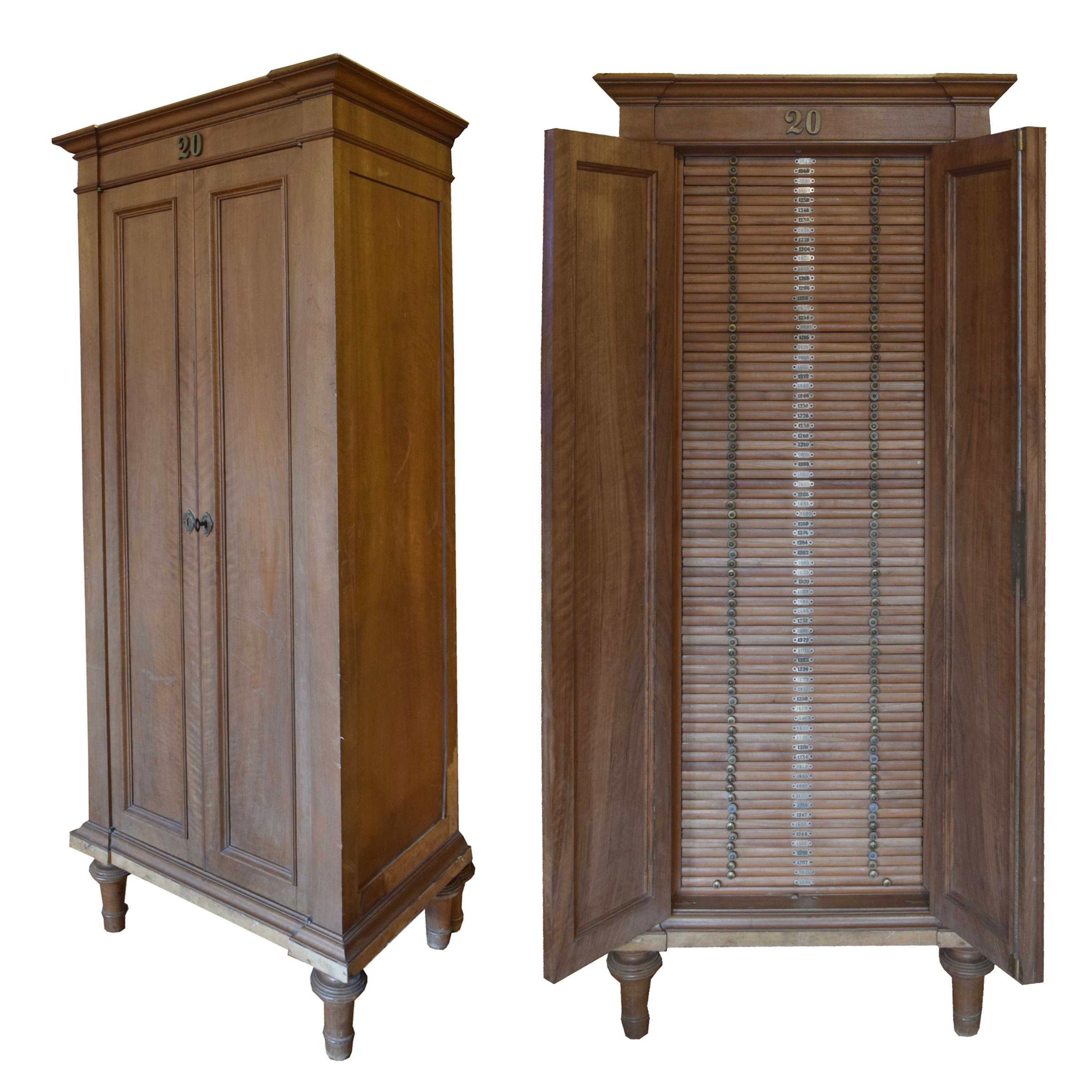 A Pair of Italian Walnut Specimen Cabinets 31" W x 19.5" D x 74.25" H — Italy, 19th Century