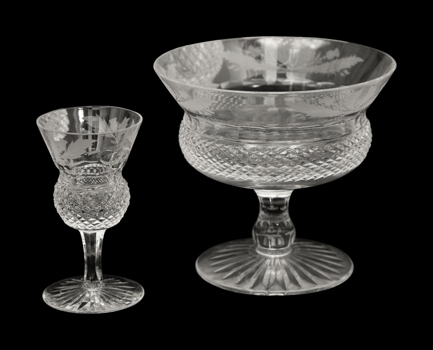 An Edinburgh Crystal Thistle Cut Glass Stemware Service
