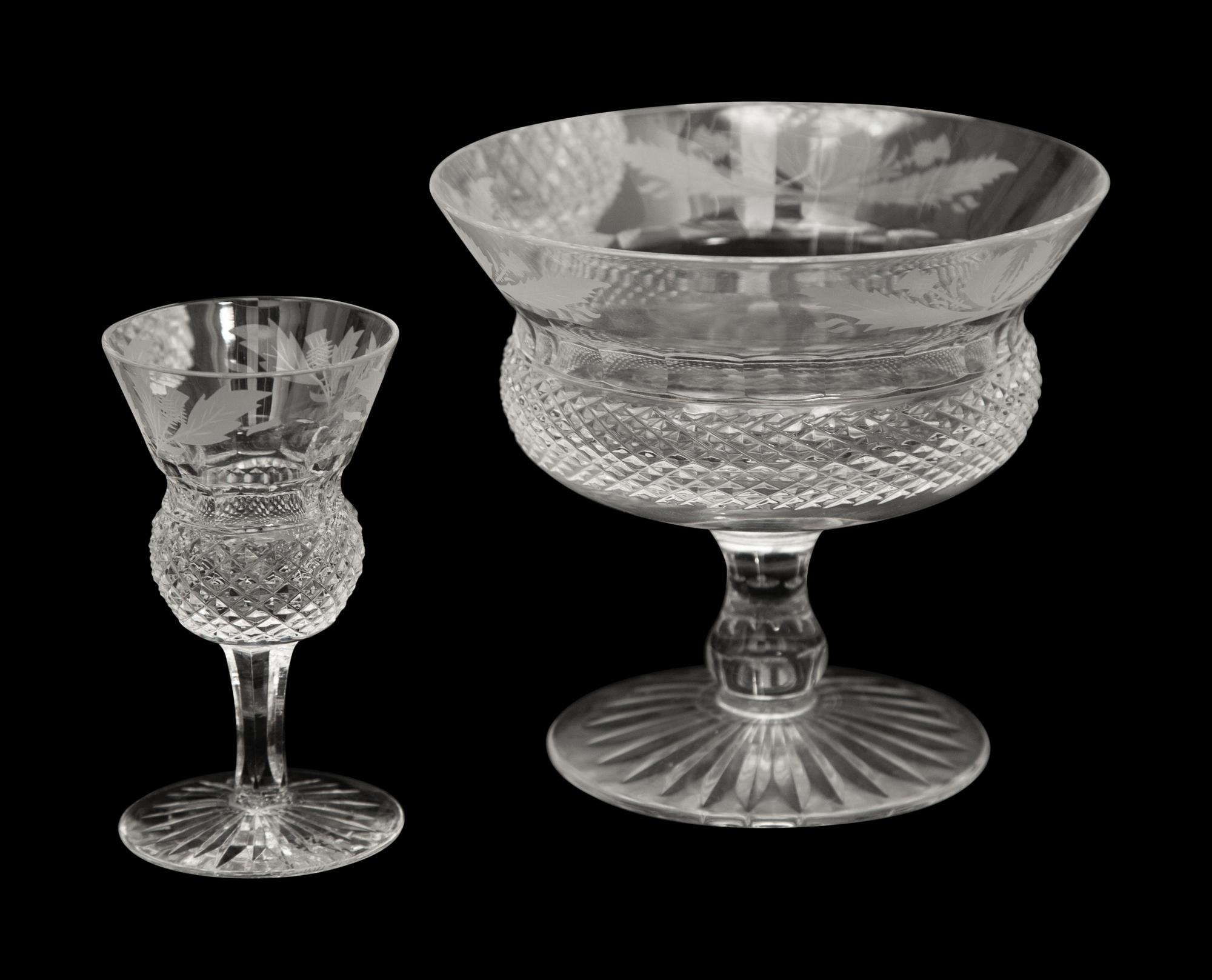 An Edinburgh Crystal Thistle Cut Glass Stemware Service