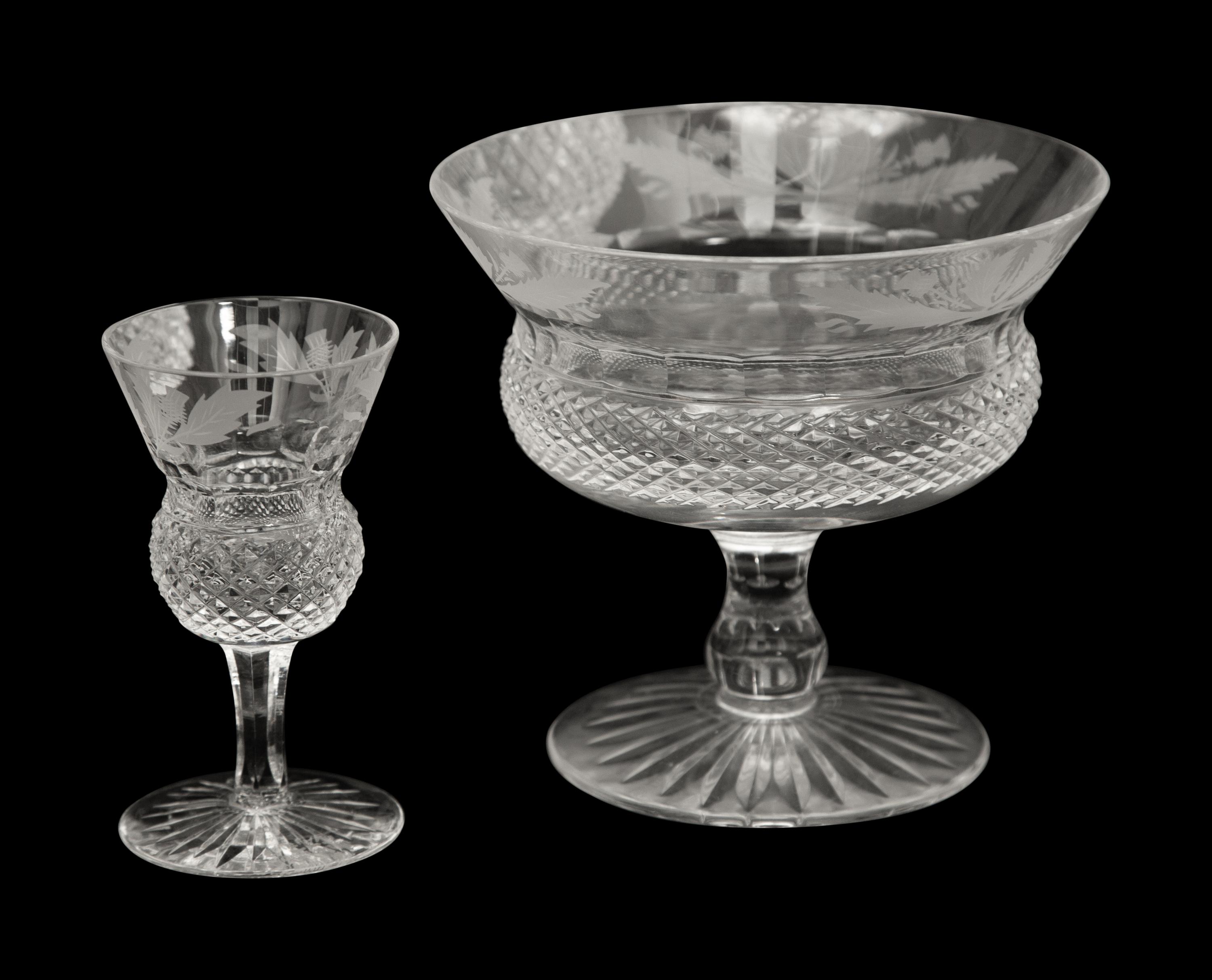 An Edinburgh Crystal Thistle Cut Glass Stemware Service