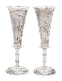 Pair of Chinese Export Silver Vases