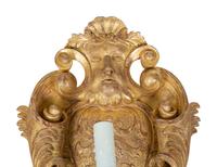 A Pair of Italian Baroque Style Giltwood and Bronze Single-Light Sconces — 19TH CENTURY