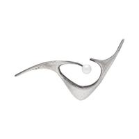 ED WIENER, MODERNIST, STERLING SILVER AND CULTURED PEARL BROOCH