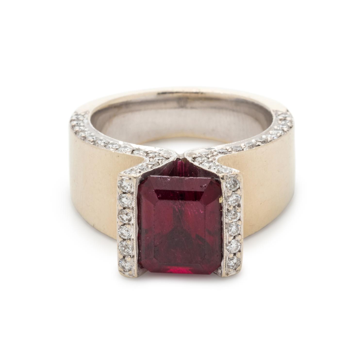 RUBELLITE TOURMALINE AND DIAMOND RING