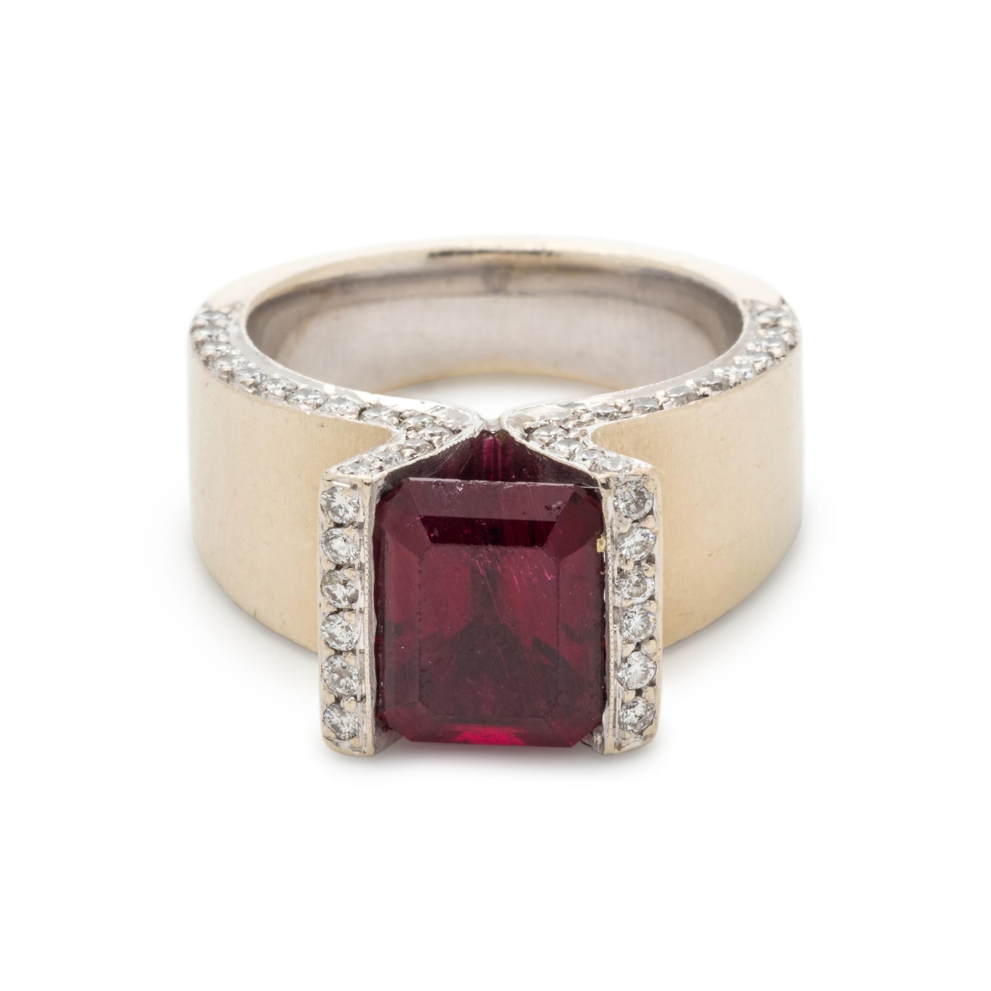 RUBELLITE TOURMALINE AND DIAMOND RING