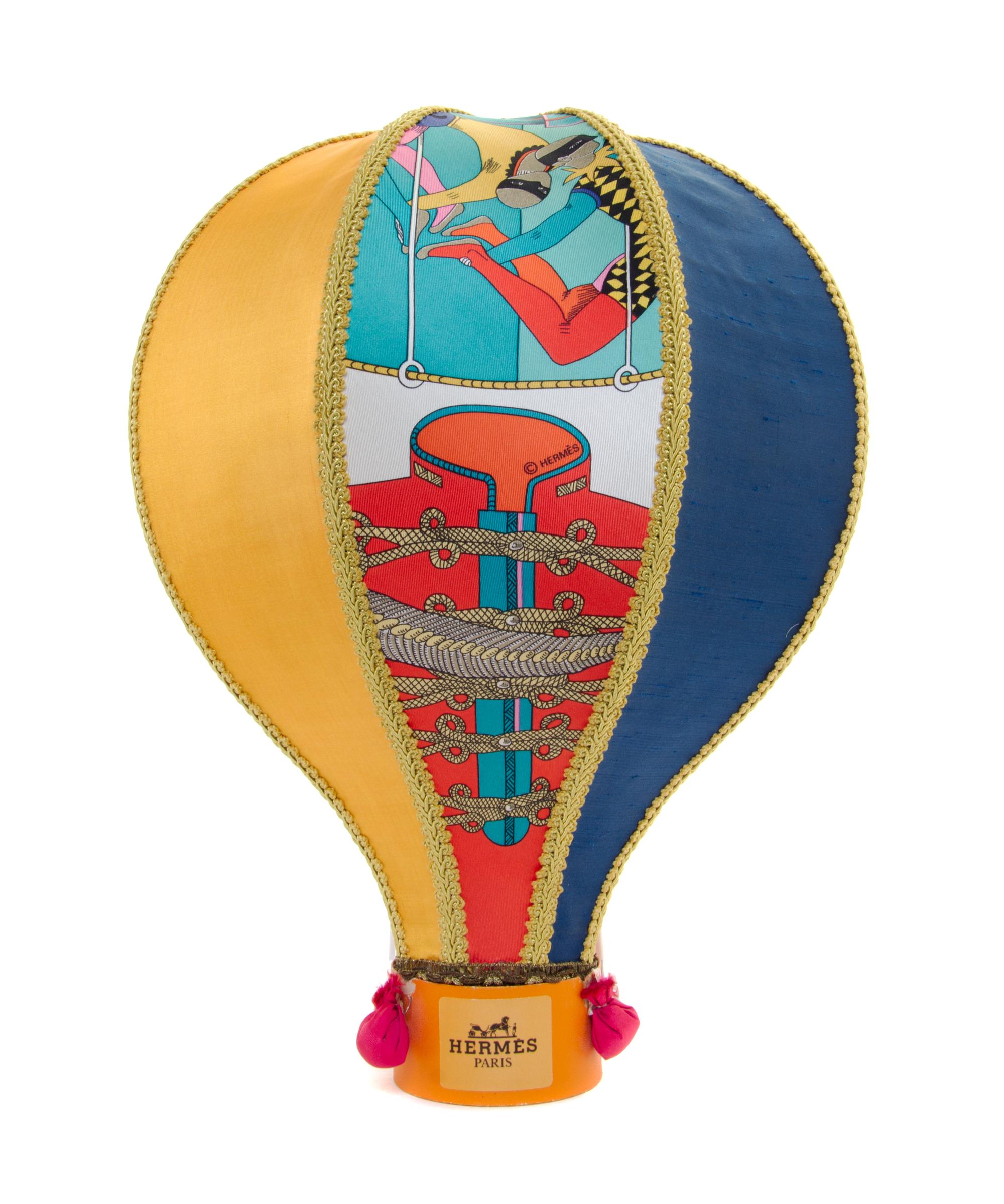 An Hermes Silk Model of a Hot Air Balloon Height 19 1/2 inches.