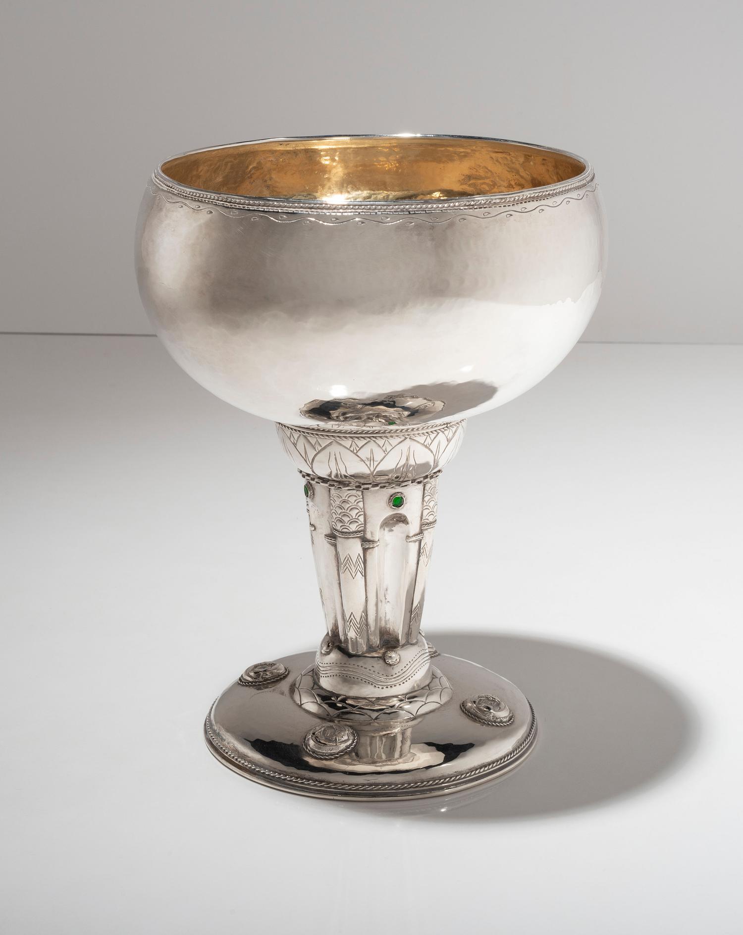 Arts and Crafts Silver and Jewel Mounted Chalice, 1931