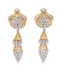 A Pair of Bicolor Gold and Diamond Convertible Earclips,