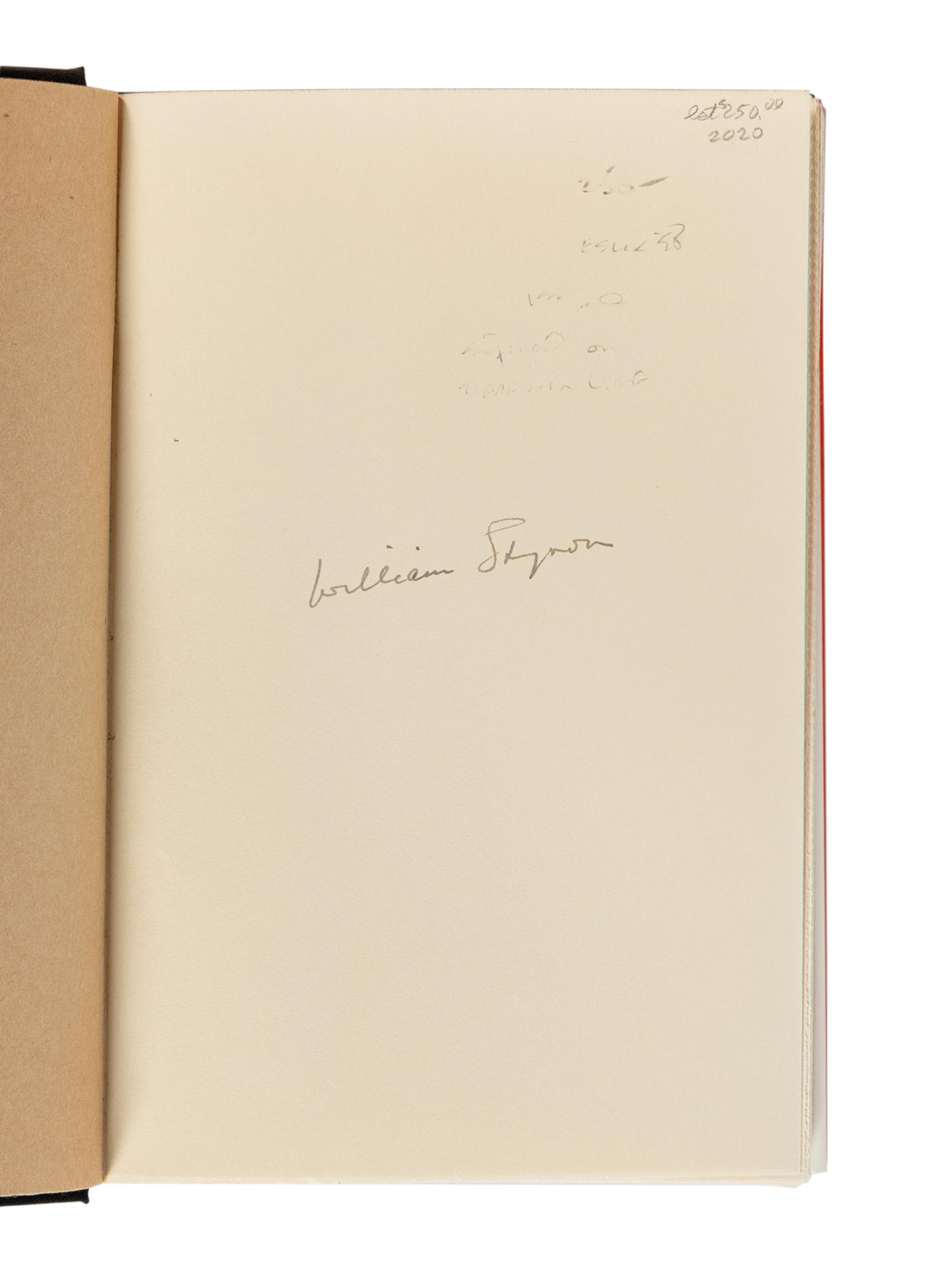STYRON, William (1925-2006). A group of 4 works by Styron, ALL FIRST OR LIMITED EDITION, MOST SIGNED, comprising: