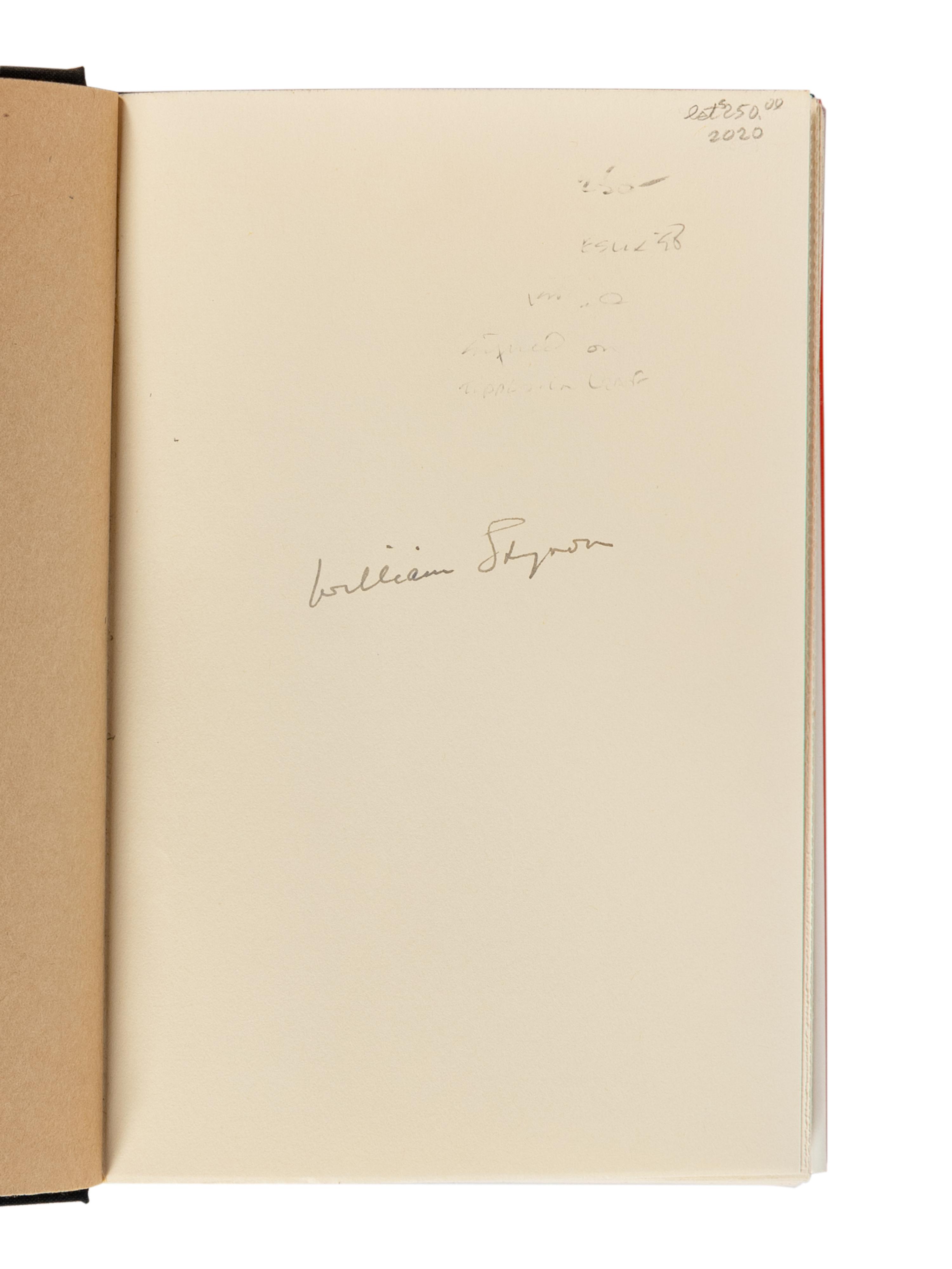 STYRON, William (1925-2006). A group of 4 works by Styron, ALL FIRST OR LIMITED EDITION, MOST SIGNED, comprising: