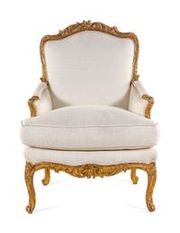A Régence Giltwood Bergère Attributed to Jean-Étienne Saint Georges (French, 1723-1790)
