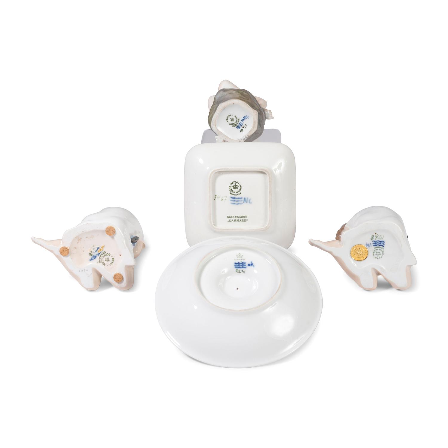 Five Royal Copenhagen Porcelain Figures and Dishes