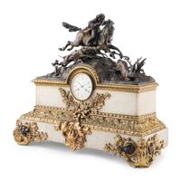 A French Parcel-Gilt Bronze Mounted Marble Mantel Clock