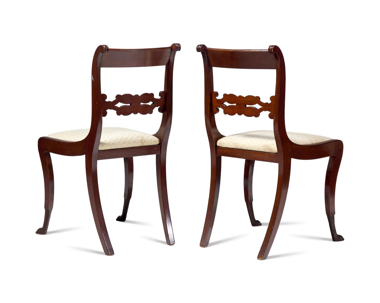 A Pair Of Classical Carved Mahogany Side Chairs
