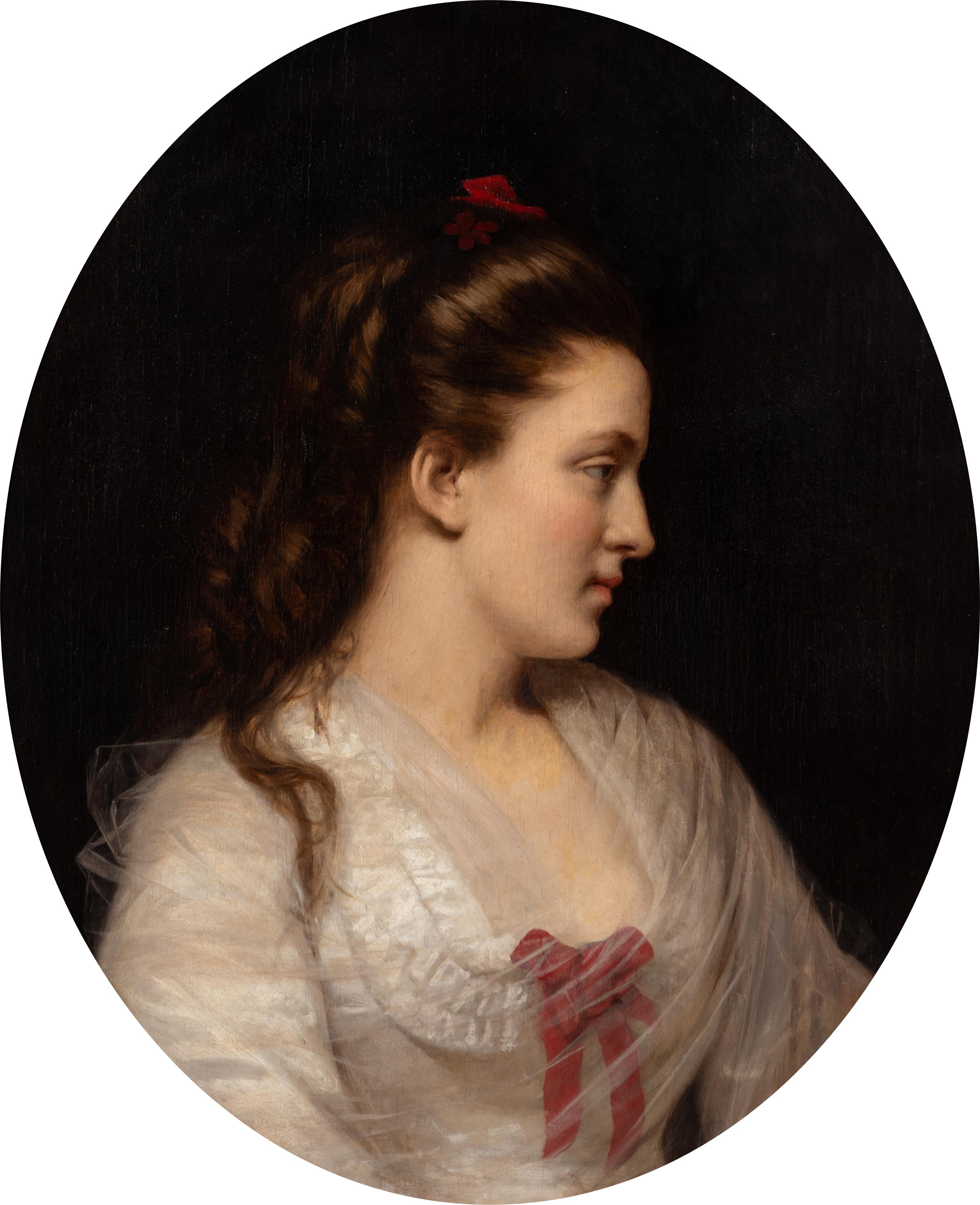 French School, 19th Century — Portrait de la jeune femme à la robe blanche
