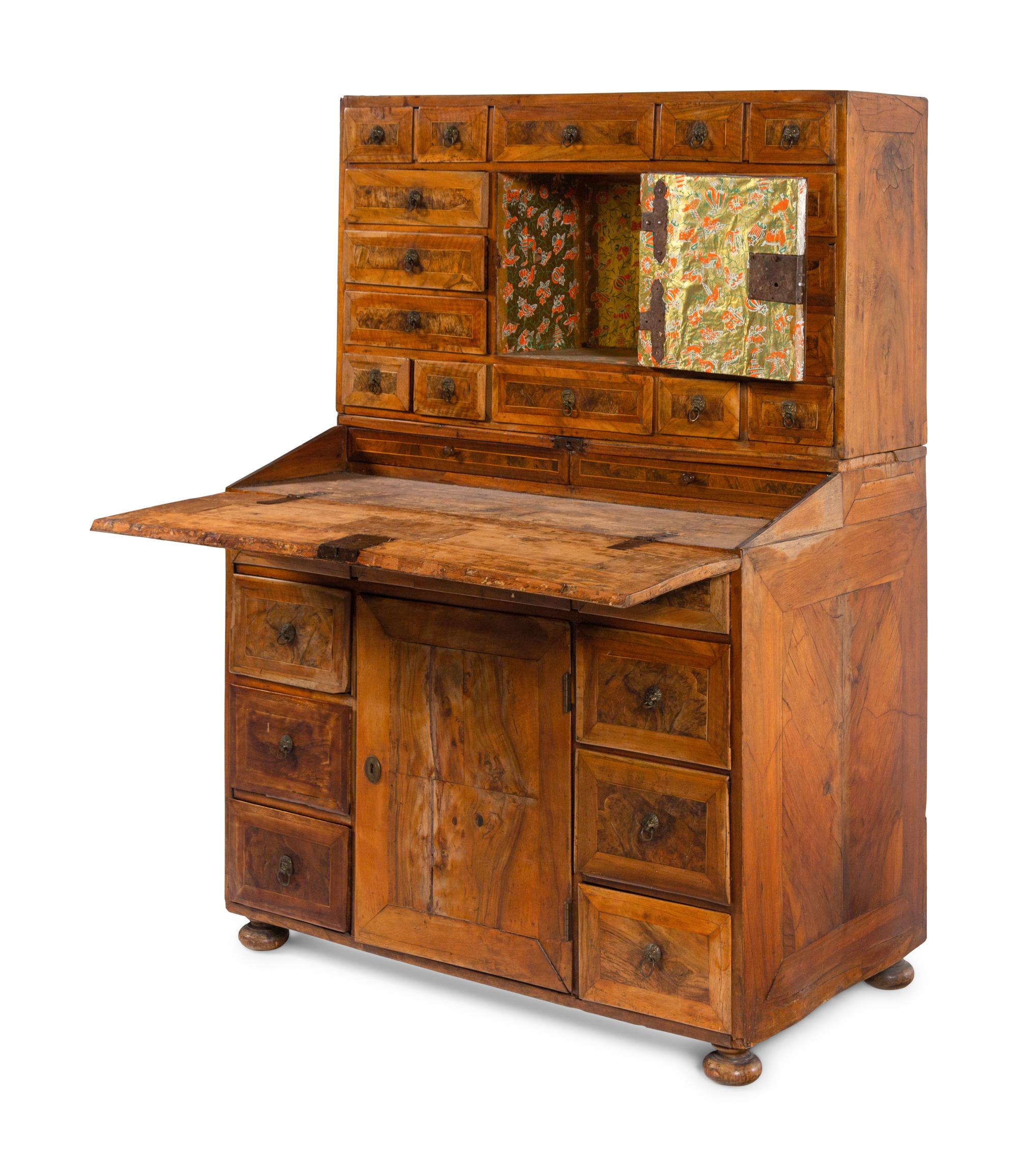 A Continental Burl Walnut Tabernacle Bureau