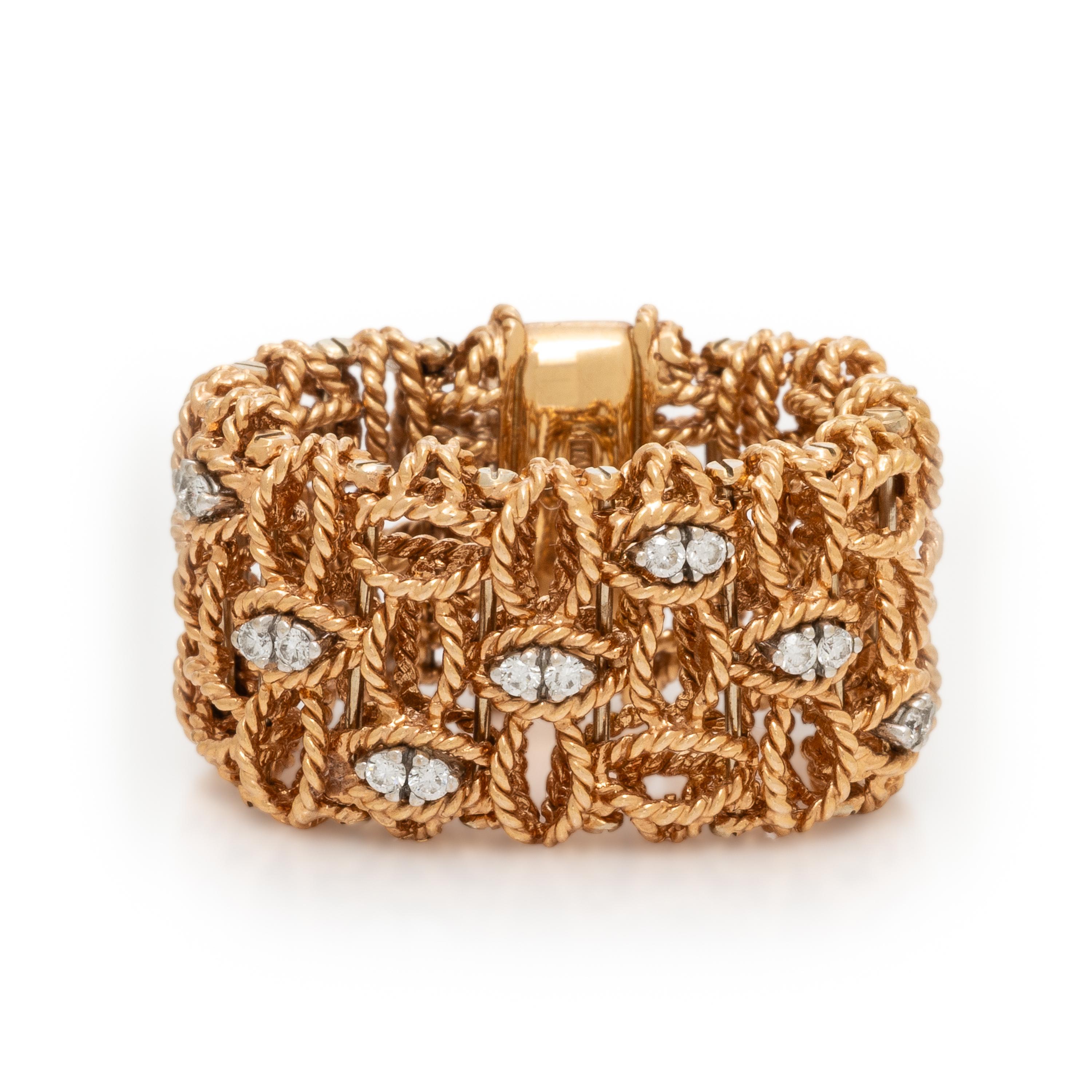 Roberto Coin, Rose Gold and Diamond Flexible Ring