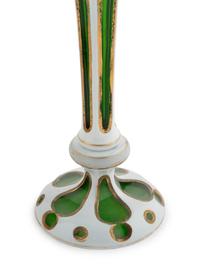 Two Bohemian White Overlay Glass Vases