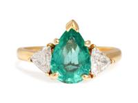 An 18 Karat Yellow Gold, Emerald and Diamond Ring,