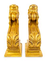 A Pair of English Neoclassical Style Carved Giltwood Brackets — 19TH CENTURY