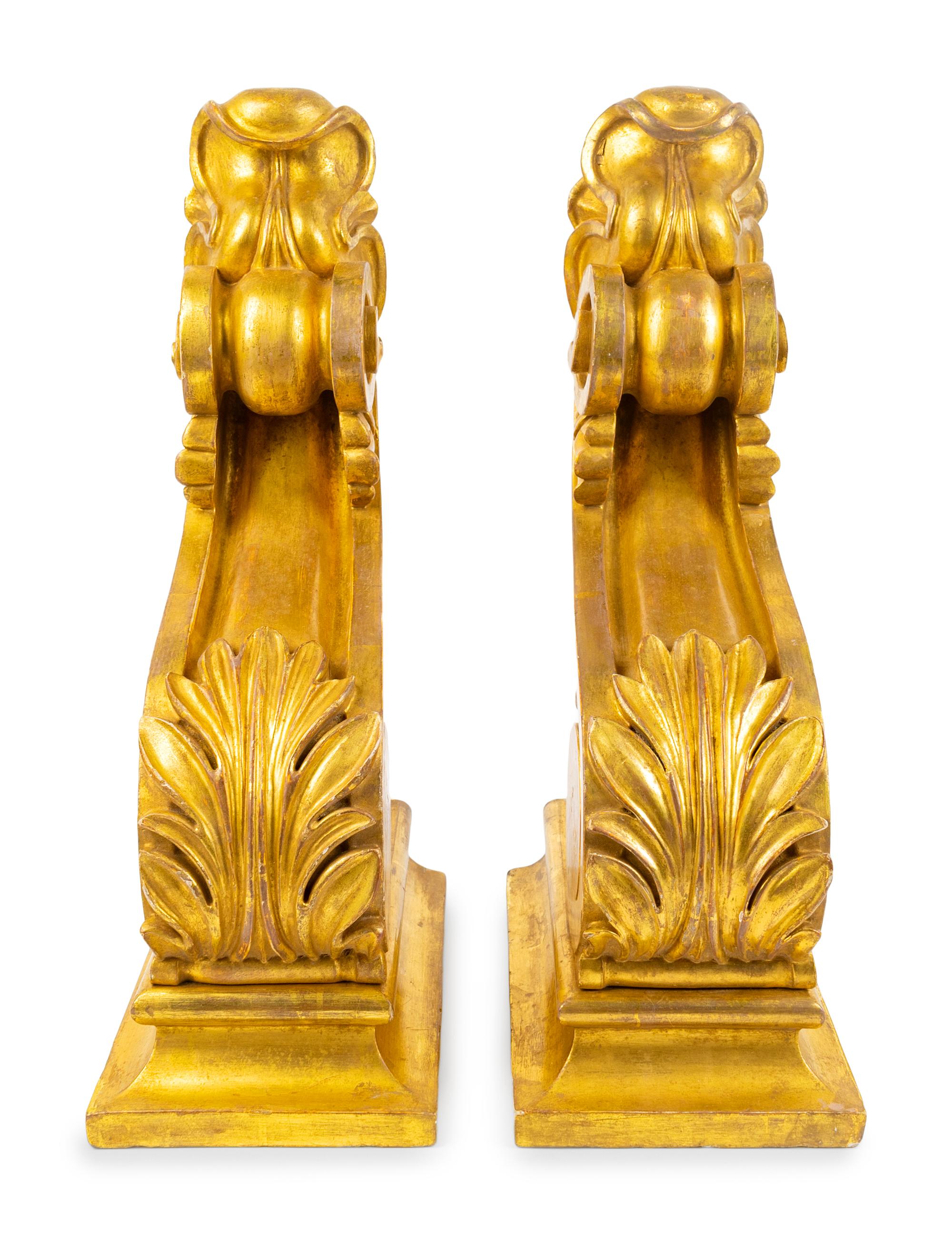A Pair of English Neoclassical Style Carved Giltwood Brackets — 19TH CENTURY