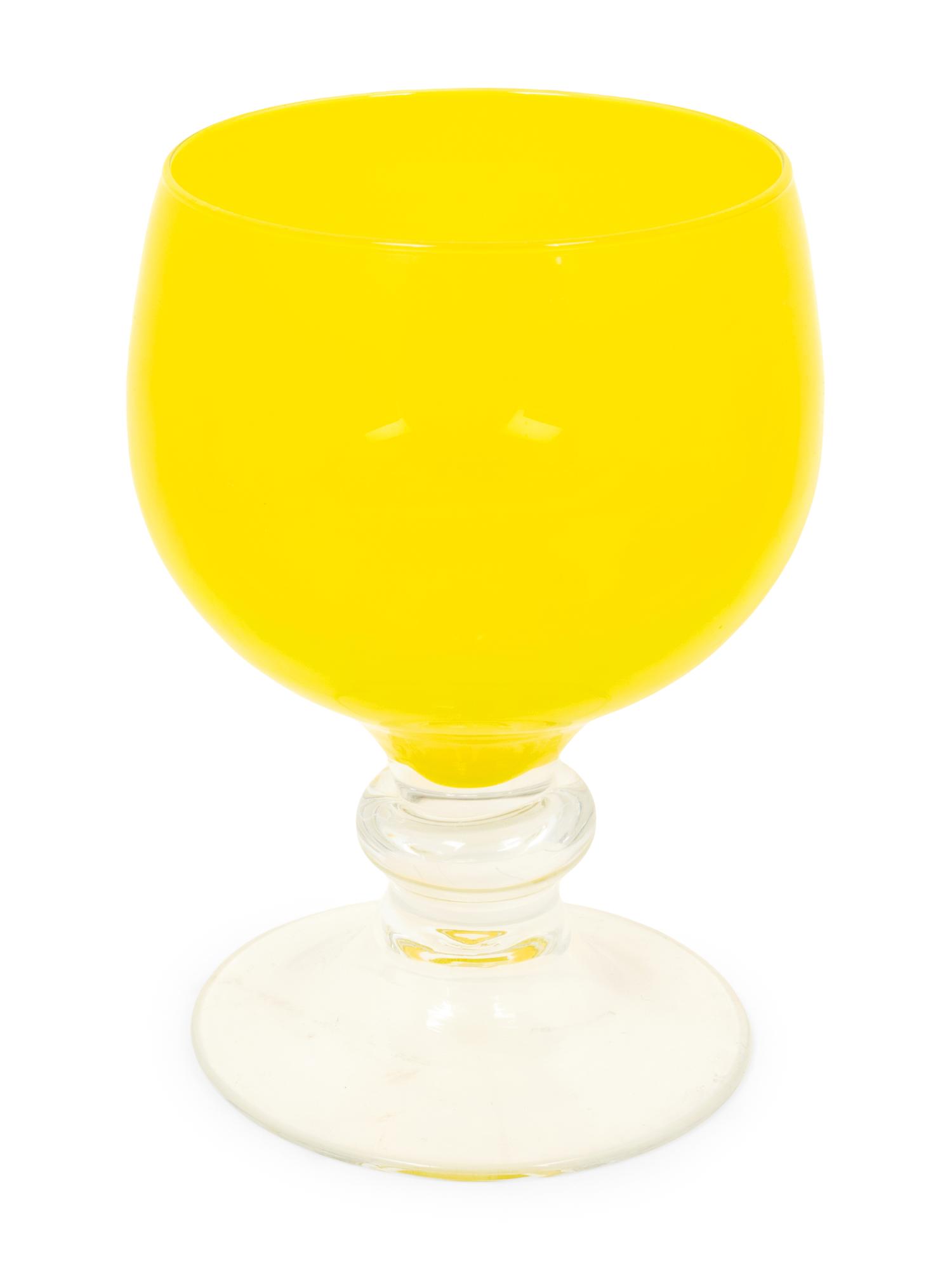 A Set of Nine Yellow Glass Goblets