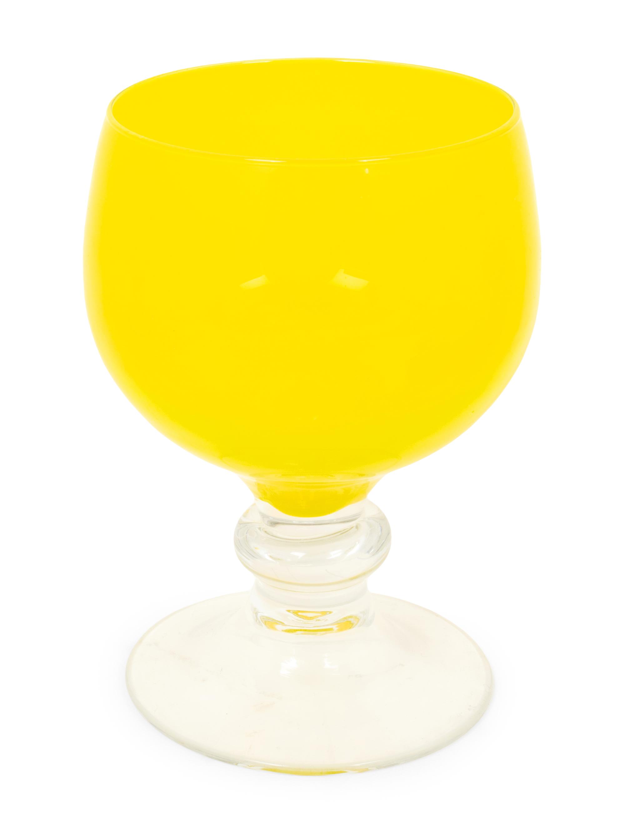 A Set of Nine Yellow Glass Goblets