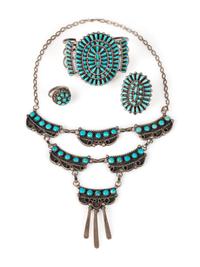 Zuni Silver and Petit Point Turquoise Jewelry