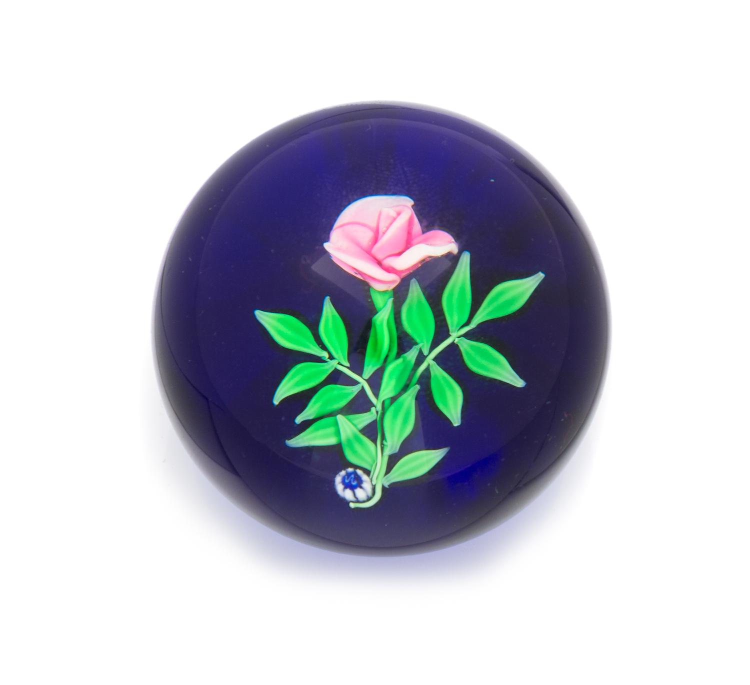 Francis Dyer Whittemore, (American, b.1921), a miniature pink rose paperweight