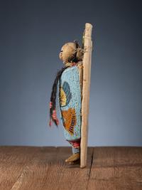 Nez Perce Beaded Pictorial Toy Cradle, with Doll