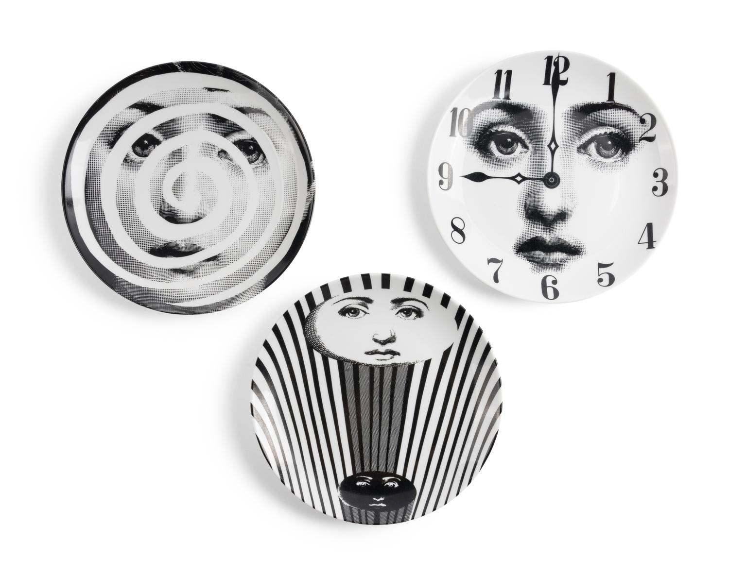 Collection of Three Surrealist Plates Fornasetti Milano, Italy