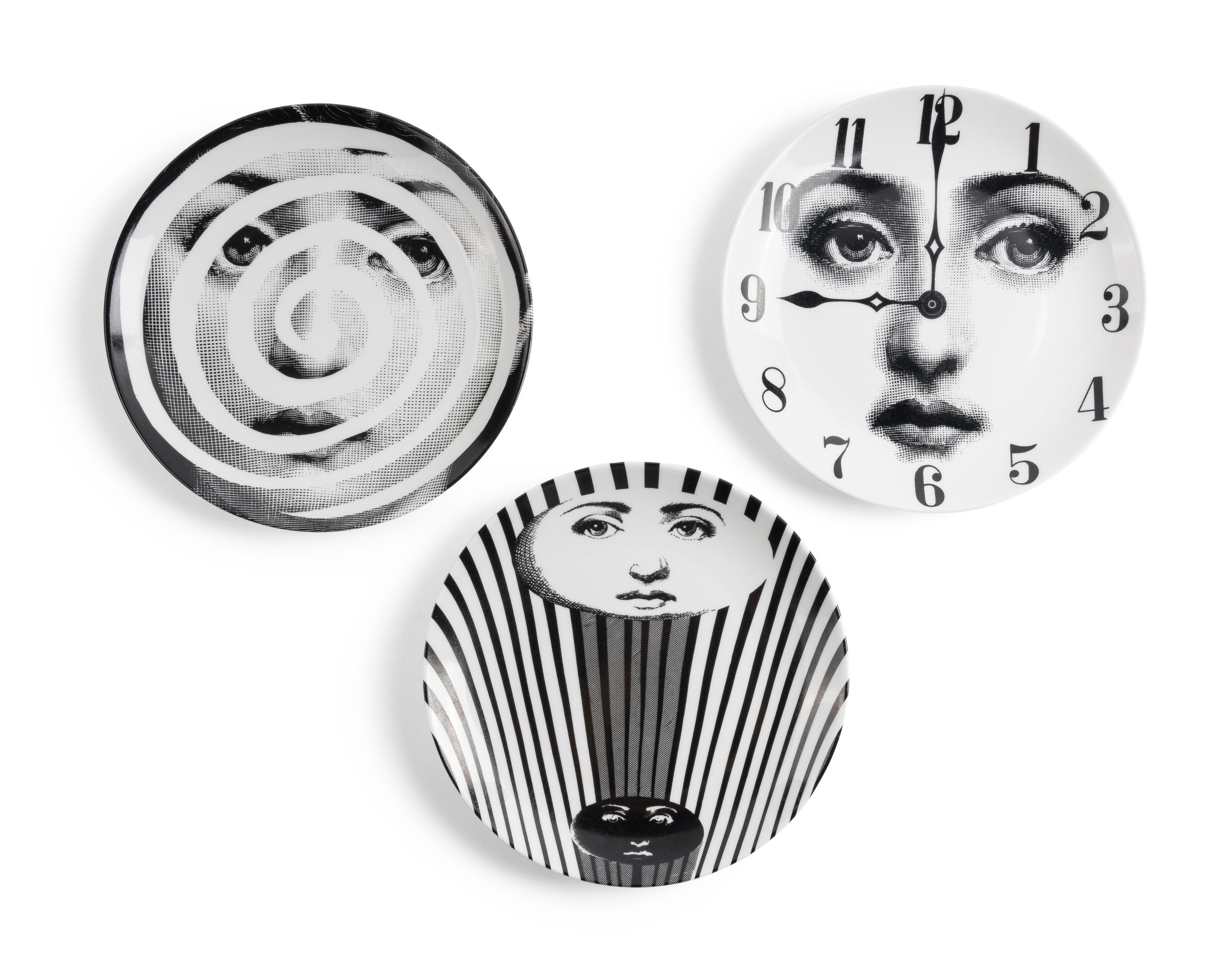 Collection of Three Surrealist Plates Fornasetti Milano, Italy