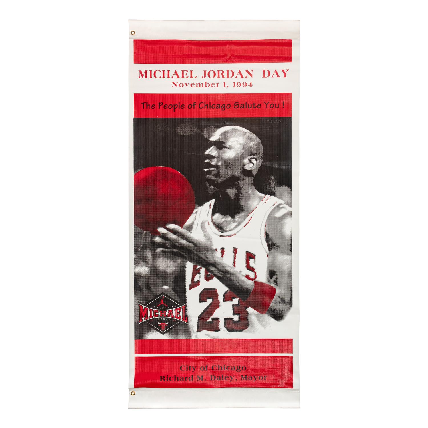 A 1994 City of Chicago Michael Jordan Day Street Banner
