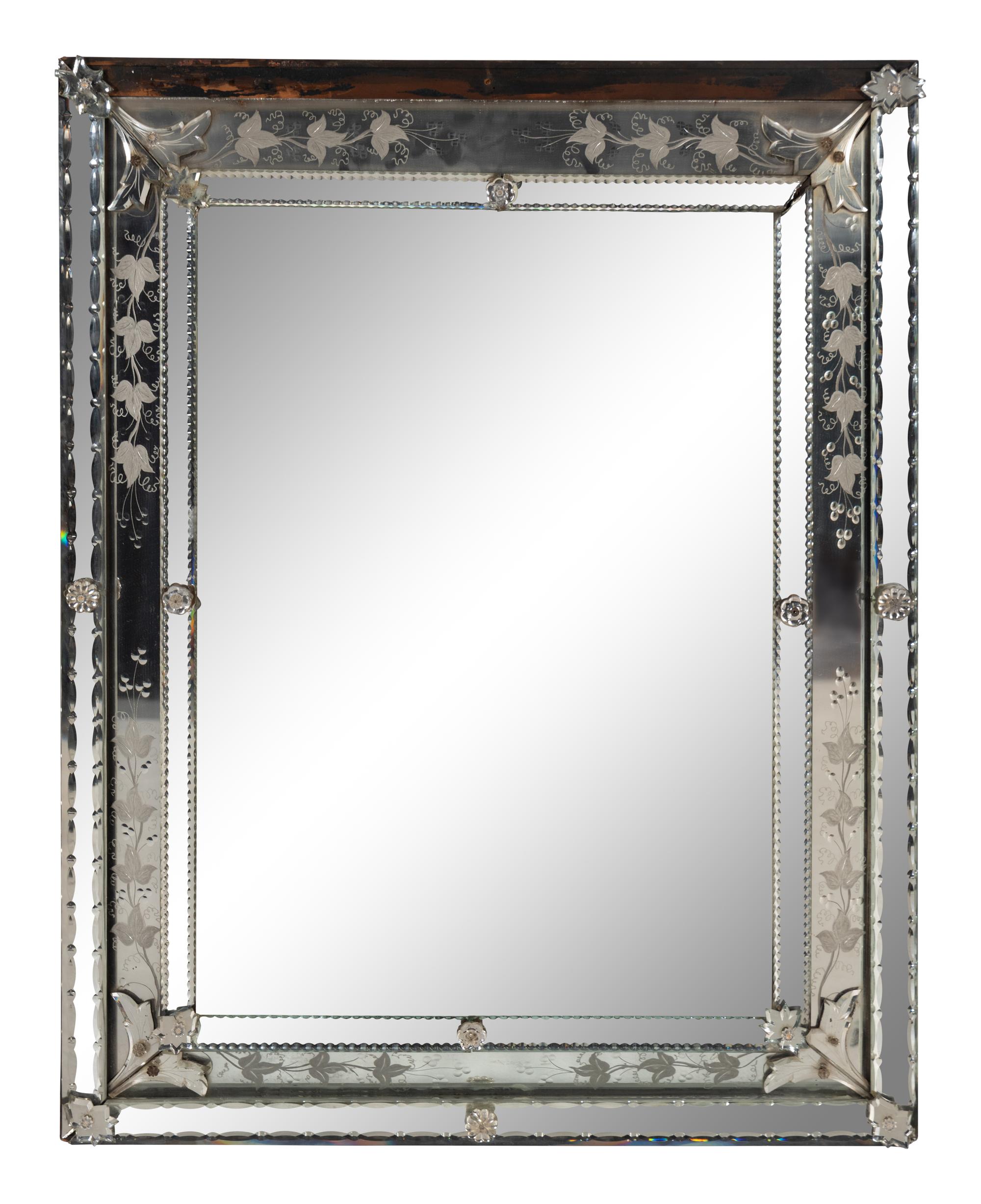A Venetian Etched Glass Mirror